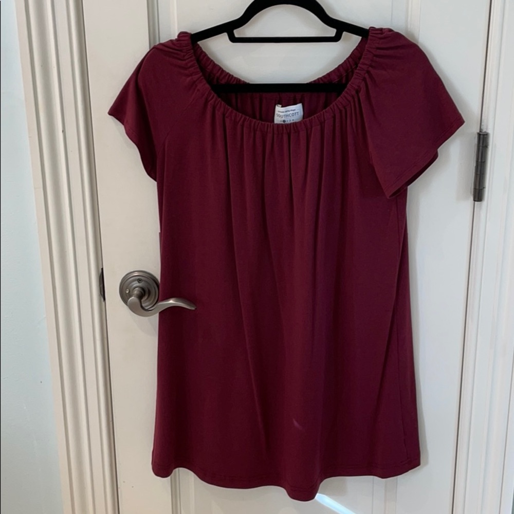 Maroon off the shoulder dress